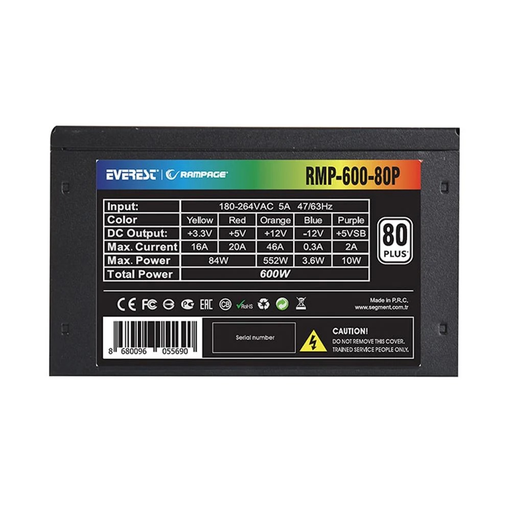 RAMPAGE RMP-600-80P 600W 80PLUS 120MM FANLI GÜÇ KAYNAĞI