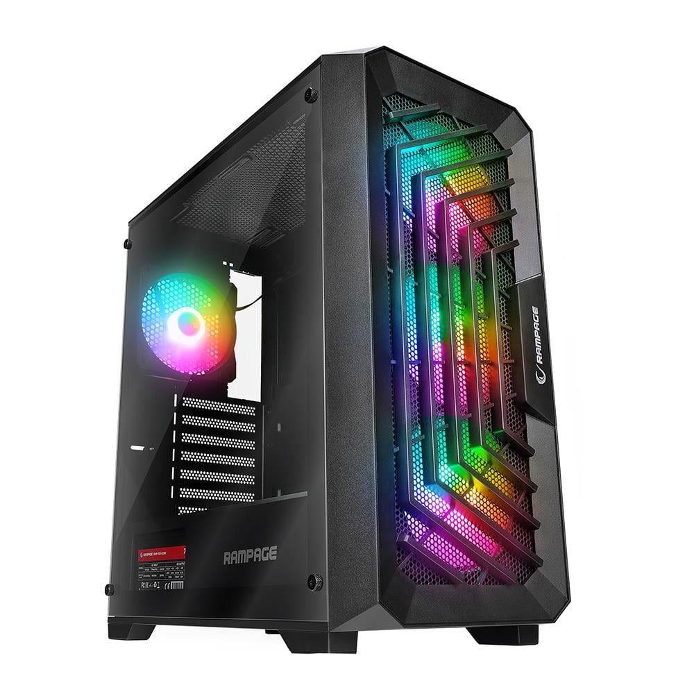 RAMPAGE SPEAR 4x120mm RGB FANLI 750W 80PLUS BRONZE MidT ATX GAMING SİYAH KASA
