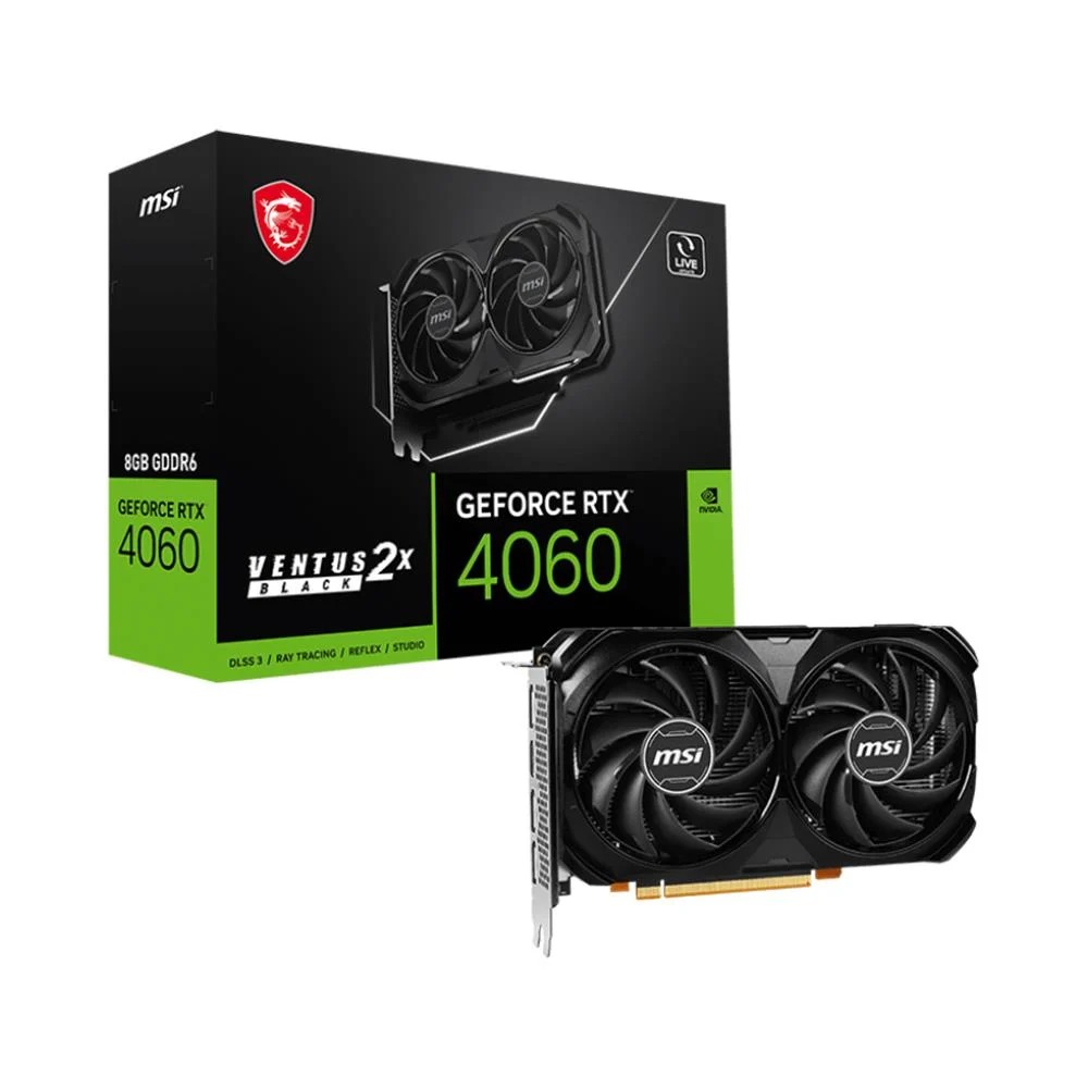 MSI GeForce RTX 4060 VENTUS 2X BLACK 8GB OC GDDR6 128Bit DLSS 3 Ekran Kartı