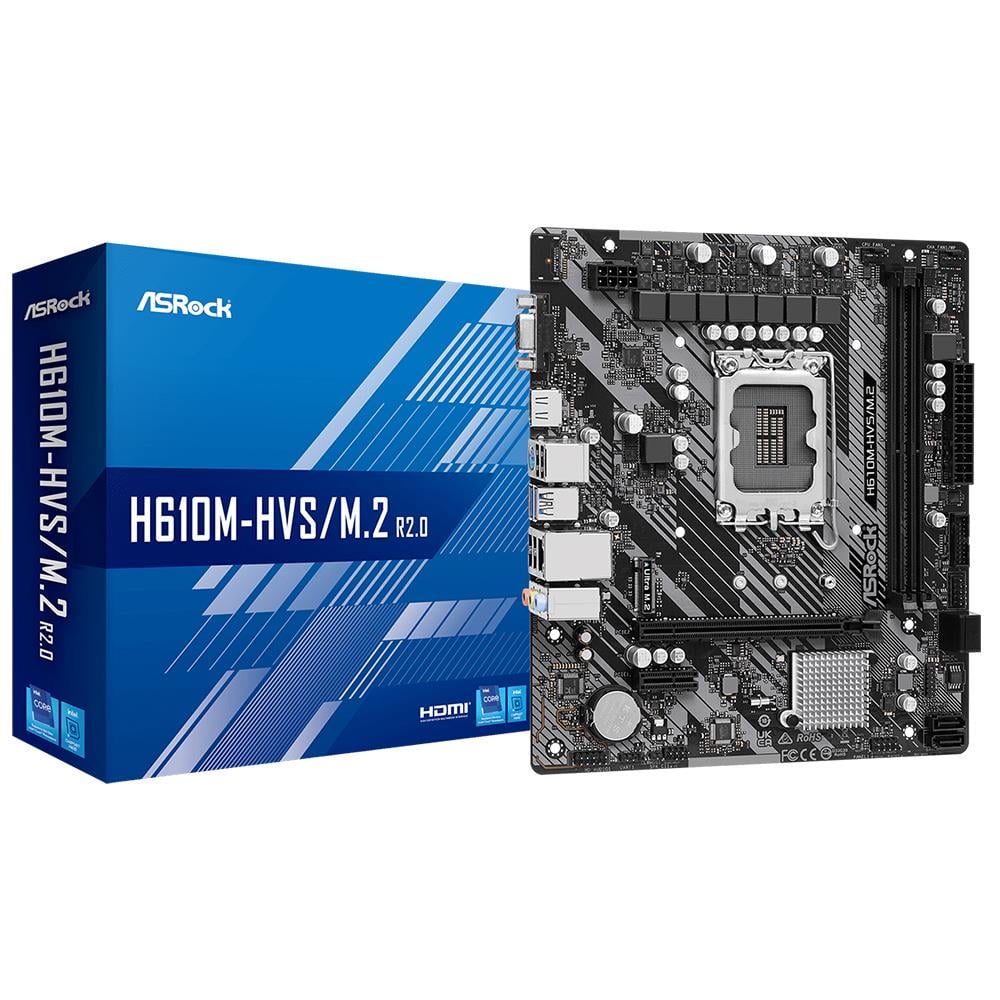 ASROCK H610M-HVSM.2 R2.0 Intel H610 Soket 1700 DDR4 3200MHz (OC) M.2 Anakart