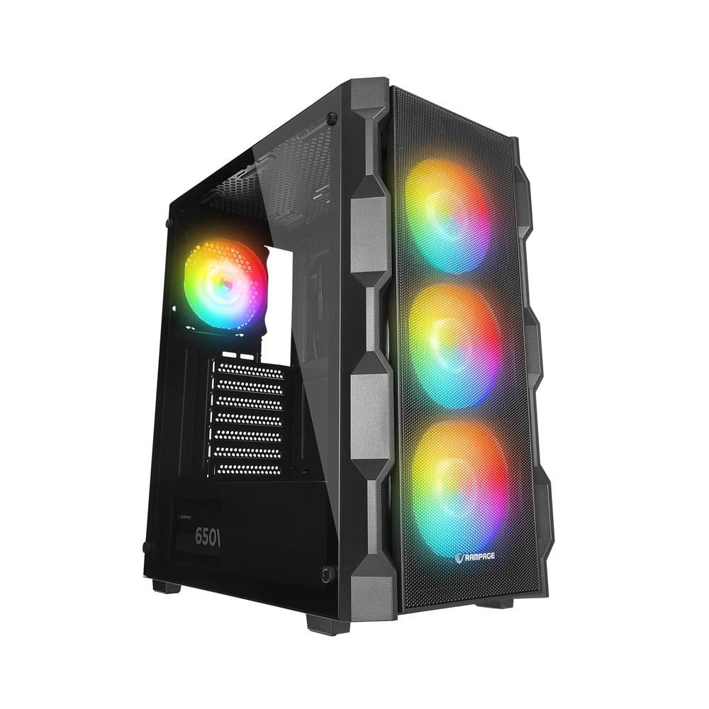 RAMPAGE WOON MESH SİYAH 4x120mm FANLI 650W 80PLUS BRONZE ARGB MidT ATX GAMING KASA