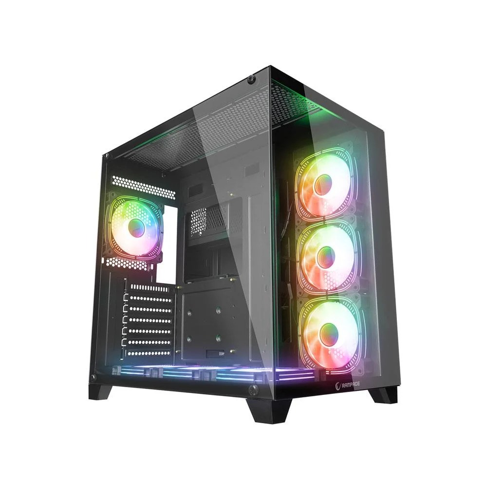 RAMPAGE ARCTURUS SİYAH 7x120mm RGB FANLI 750W 80PLUS BRONZE MidT ATX GAMING KASA